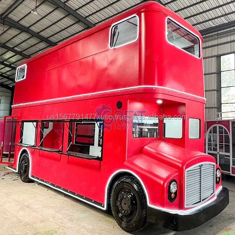 Container Coffee Shop Double Decker Food Truck Mobile Restaurant Roseberry Bus Restaurant Coffee Food Cart bar on Wheels